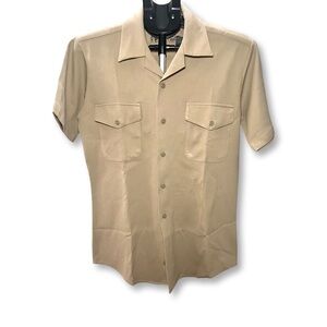 Vintage USN Creighton Military Uniform Tan Short Sleeve Navy c1960-70 Size Small
